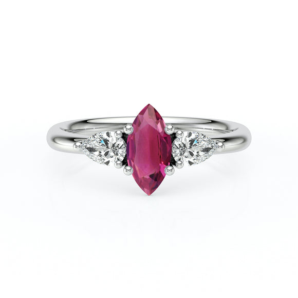 Bague trilogie tourmaline et diamant Coucher de Soleil - 19