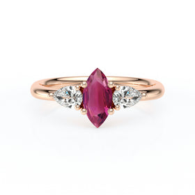Bague trilogie tourmaline et diamant Coucher de Soleil - 19