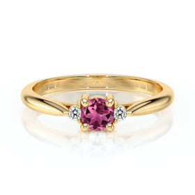 Bague trilogie tourmaline et diamant Coucher de Soleil - 1