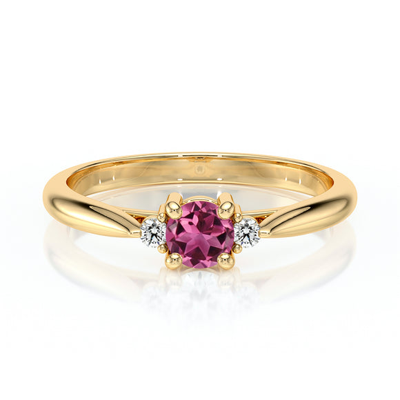 Bague trilogie tourmaline et diamant Coucher de Soleil - 1