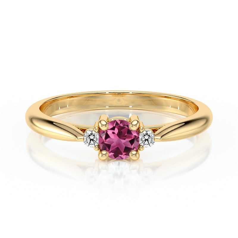 Bague trilogie tourmaline et diamant Coucher de Soleil - 1