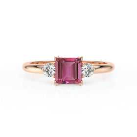 Bague trilogie tourmaline et diamant Coucher de Soleil - 8