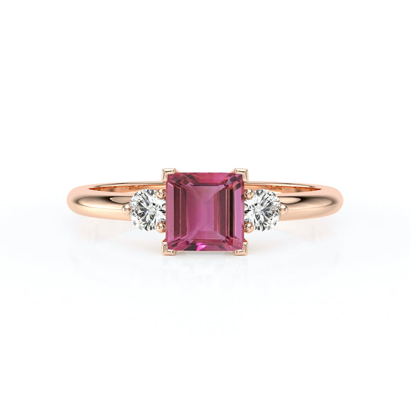 Bague trilogie tourmaline et diamant Coucher de Soleil - 8