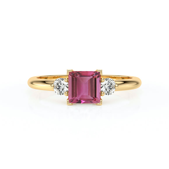 Bague trilogie tourmaline et diamant Coucher de Soleil - 8