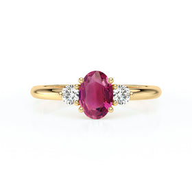 Bague trilogie tourmaline et diamant Coucher de Soleil - 9
