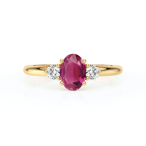 Bague trilogie tourmaline et diamant Coucher de Soleil - 9
