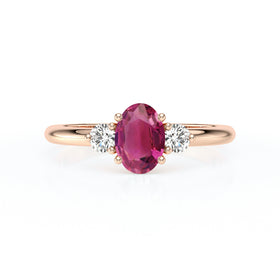 Bague trilogie tourmaline et diamant Coucher de Soleil - 9