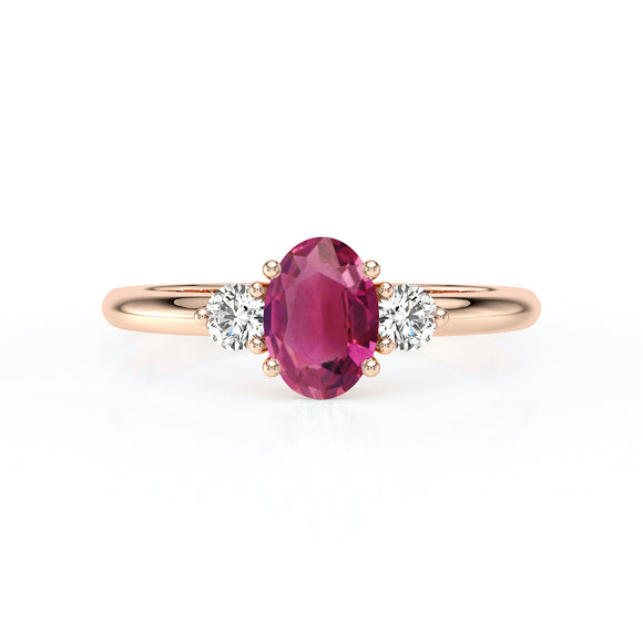 Bague trilogie tourmaline et diamant Coucher de Soleil - 9