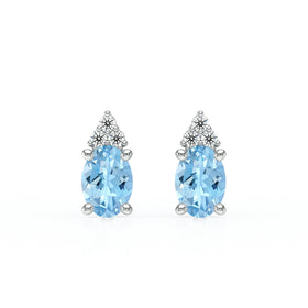 Boucles d'oreilles aigue-marine diamant Coucher de Soleil - 5