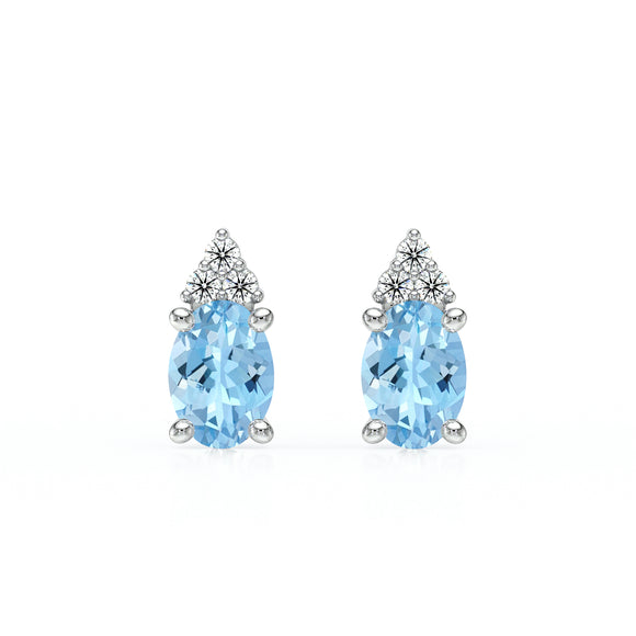 Boucles d'oreilles aigue-marine diamant Coucher de Soleil - 5
