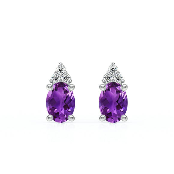 Boucles d'oreilles améthyste diamant Coucher de Soleil - 5