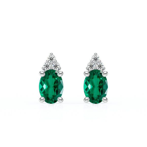 Boucles d'oreilles émeraude diamant Coucher de Soleil - 5