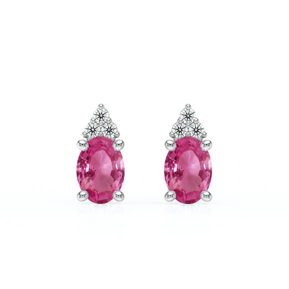 Boucles d'oreilles saphir rose diamant Coucher de Soleil - 5