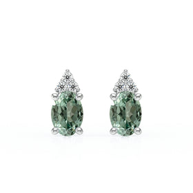 Boucles d'oreilles saphir vert diamant Coucher de Soleil - 5