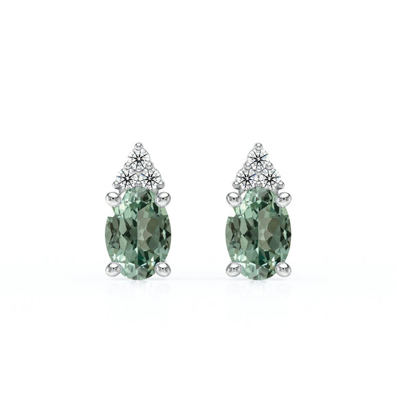 Boucles d'oreilles saphir vert diamant Coucher de Soleil - 5