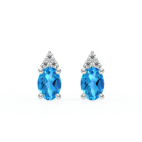 Boucles d'oreilles topaze diamant Coucher de Soleil - 5
