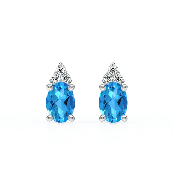 Boucles d'oreilles topaze diamant Coucher de Soleil - 5