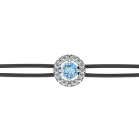 Bracelet cordon entourage aigue-marine et diamant Promets Moi - 1