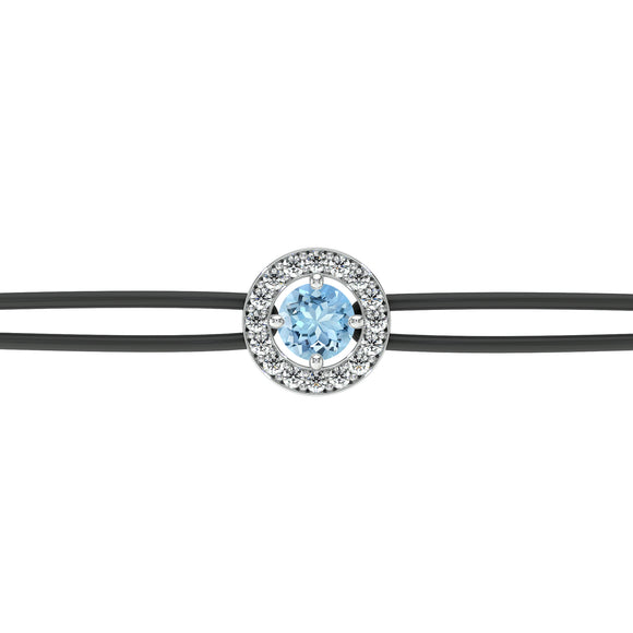 Bracelet cordon entourage aigue-marine et diamant Promets Moi - 1