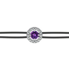 Bracelet cordon entourage améthyste et diamant Promets Moi - 1