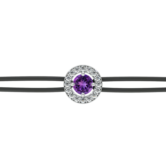 Bracelet cordon entourage améthyste et diamant Promets Moi - 1