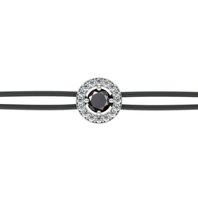 Bracelet cordon entourage diamant noir Promets Moi - 1