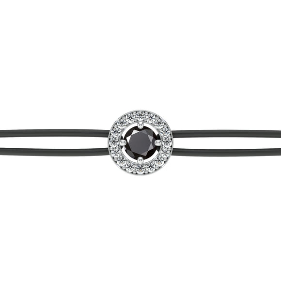 Bracelet cordon entourage diamant noir Promets Moi - 1