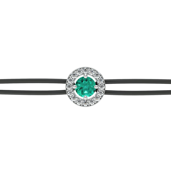 Bracelet cordon entourage émeraude et diamant Promets Moi - 1