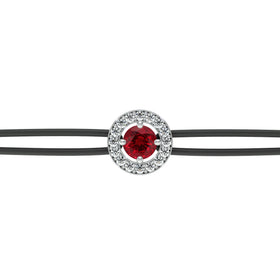 Bracelet cordon entourage rubis et diamant Promets Moi - 1