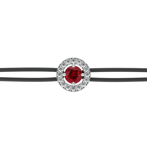 Bracelet cordon entourage rubis et diamant Promets Moi - 1