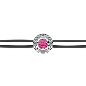 Bracelet cordon entourage saphir rose et diamant Promets Moi - 1