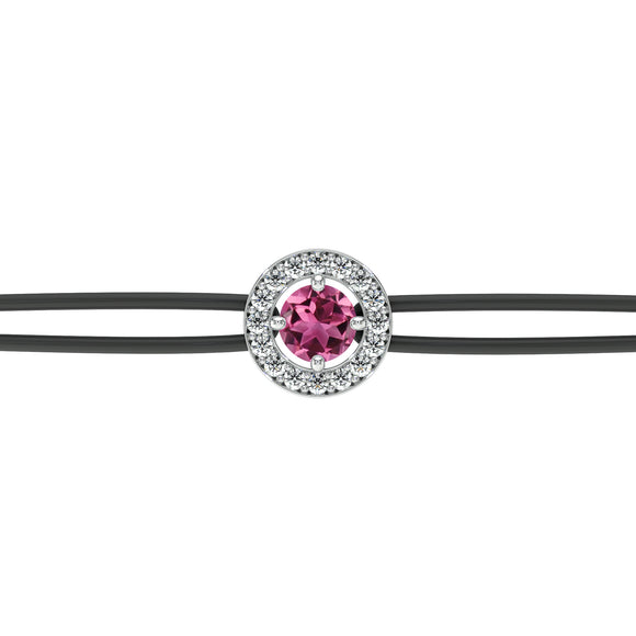 Bracelet cordon entourage tourmaline et diamant Promets Moi - 1