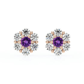 Boucles d’oreilles améthyste diamant Florale - 1
