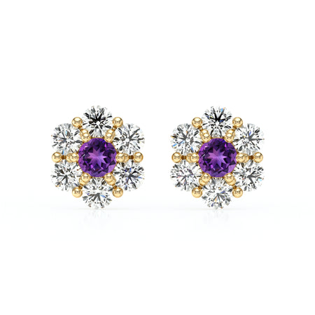 Boucles d’oreilles améthyste diamant Florale - 1