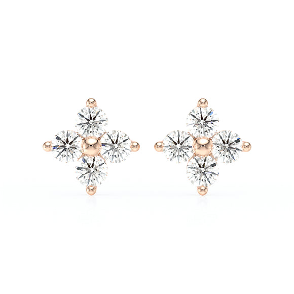 Boucles d'oreilles diamant Floral - 1
