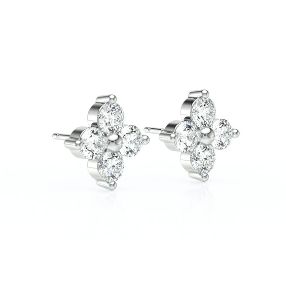 Boucles d'oreilles diamant Floral - 1