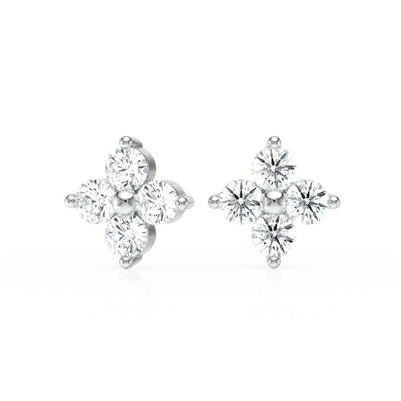 Boucles d'oreilles diamant Floral - 1