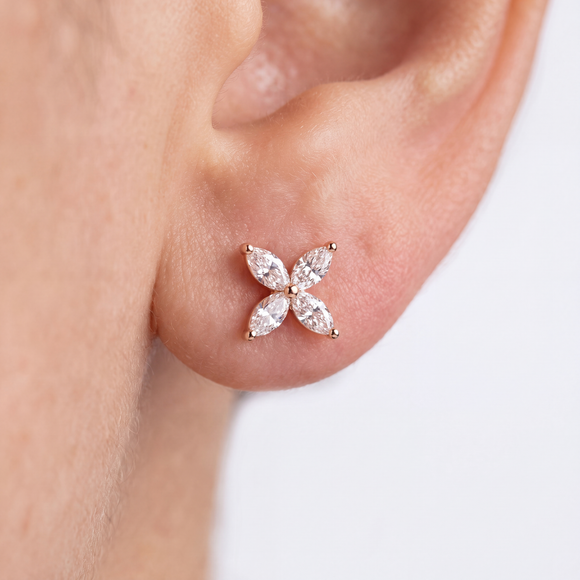 Boucles d'oreilles diamant Florale - 3