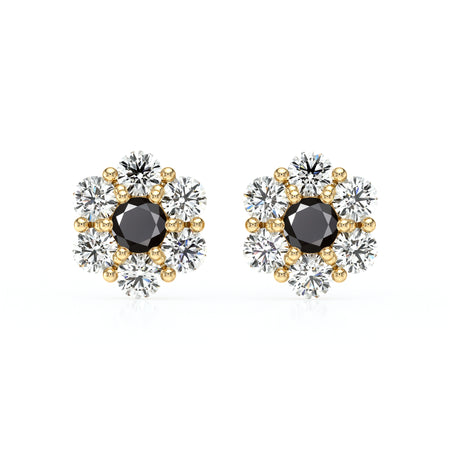 Boucles d’oreilles diamant noir Florale - 1