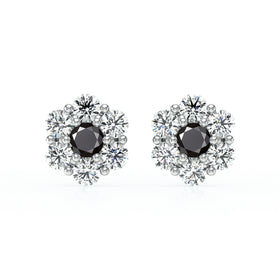 Boucles d’oreilles diamant noir Florale - 1