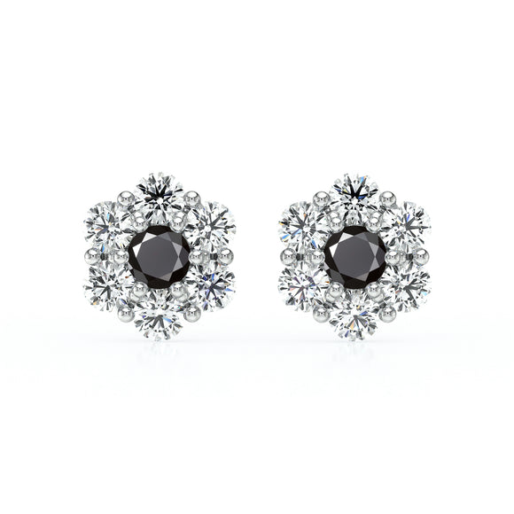 Boucles d’oreilles diamant noir Florale - 1