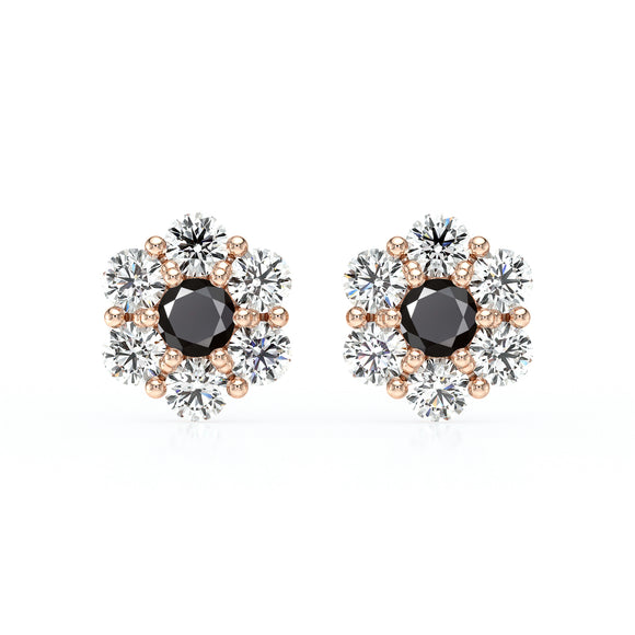 Boucles d’oreilles diamant noir Florale - 1