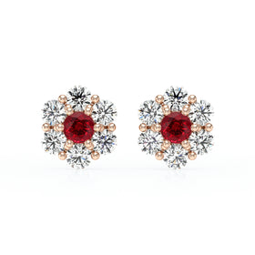 Boucles d’oreilles rubis diamant Florale - 1