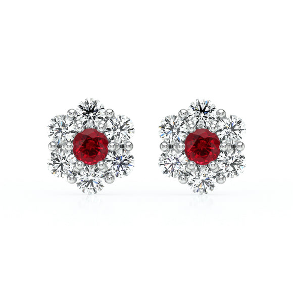 Boucles d’oreilles rubis diamant Florale - 1