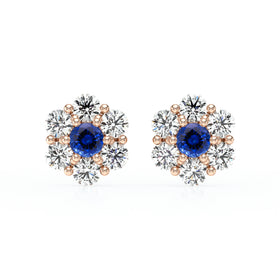 Boucles d’oreilles saphir diamant Florale - 1