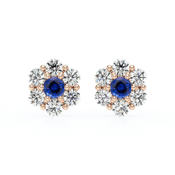 Boucles d’oreilles saphir diamant Florale - 1
