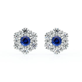 Boucles d’oreilles saphir diamant Florale - 1