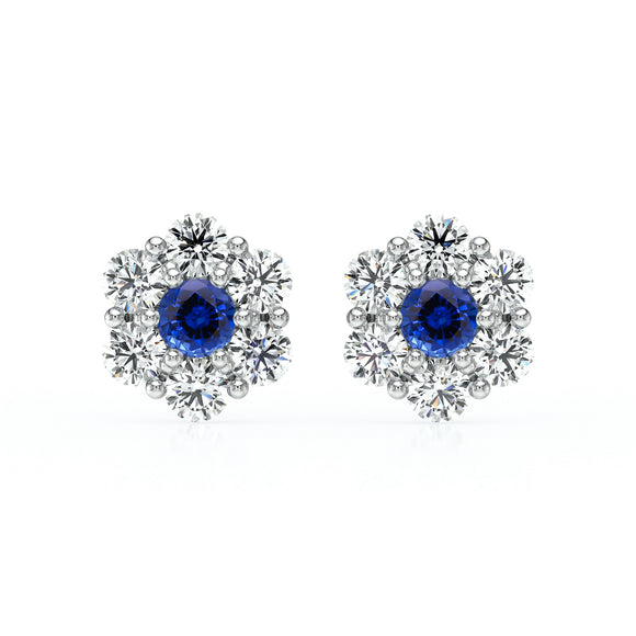 Boucles d’oreilles saphir diamant Florale - 1