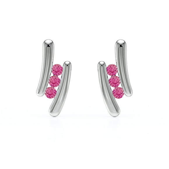 Boucles d’oreilles saphir rose Premier Pas - 1