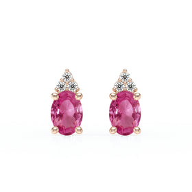Boucles d'oreilles saphir rose diamant Coucher de Soleil - 5